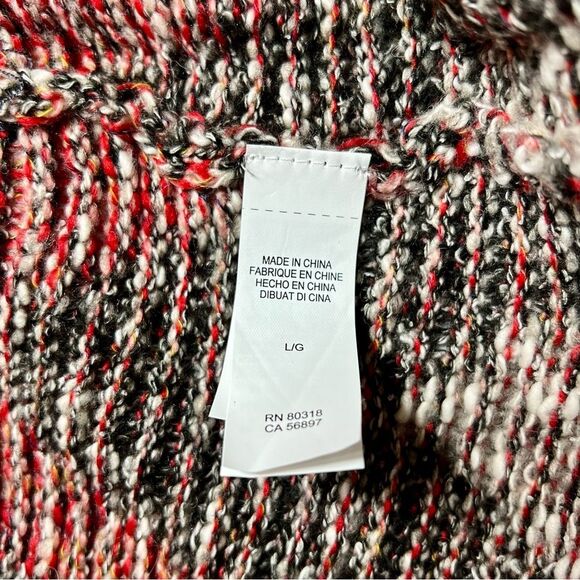 Lucky Brand Chevron Knit Southwestern Knit Fringe Duster Open Front Sweater L - Picture 11 of 13